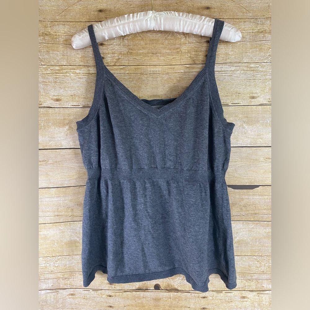 NWT Liz Claiborne V Neck Gray Knit Cami Tank Sz XL  Cotton Cashmere Blend Top